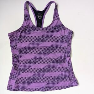 Nike Women's Dri-FIT Purple Patterned Training Tank Top + Integrated Bra XL